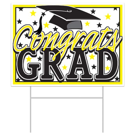 Beistle 11.5" x 15.5" Plastic Congrats Grad Yard Sign
